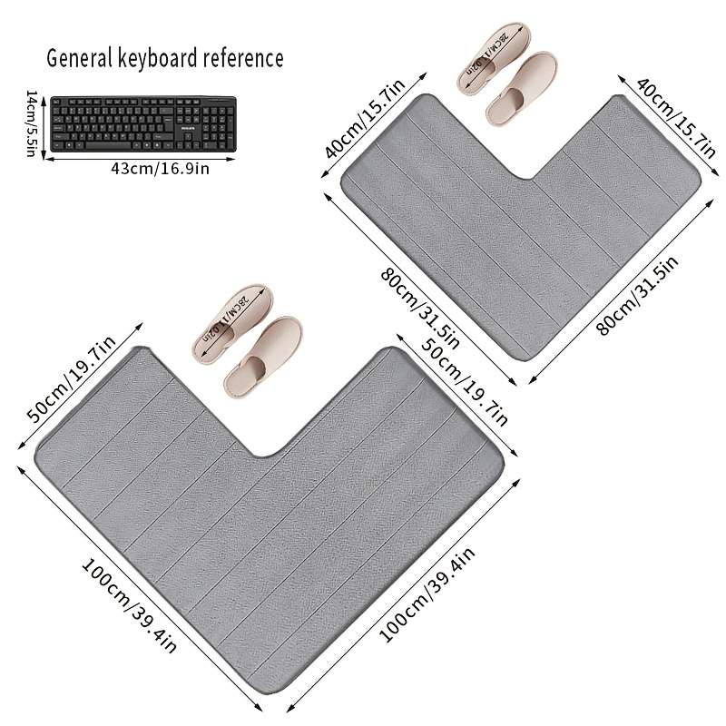 1Pc Grey 80x80cm 31.49x31.49inch Floor Mat