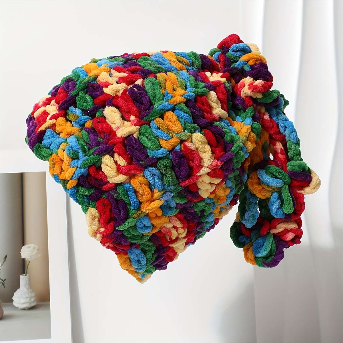 Colorful Clover Top Beanie Hat 100% Polyester Woven Knit Elastic Fit Lightweight Casual