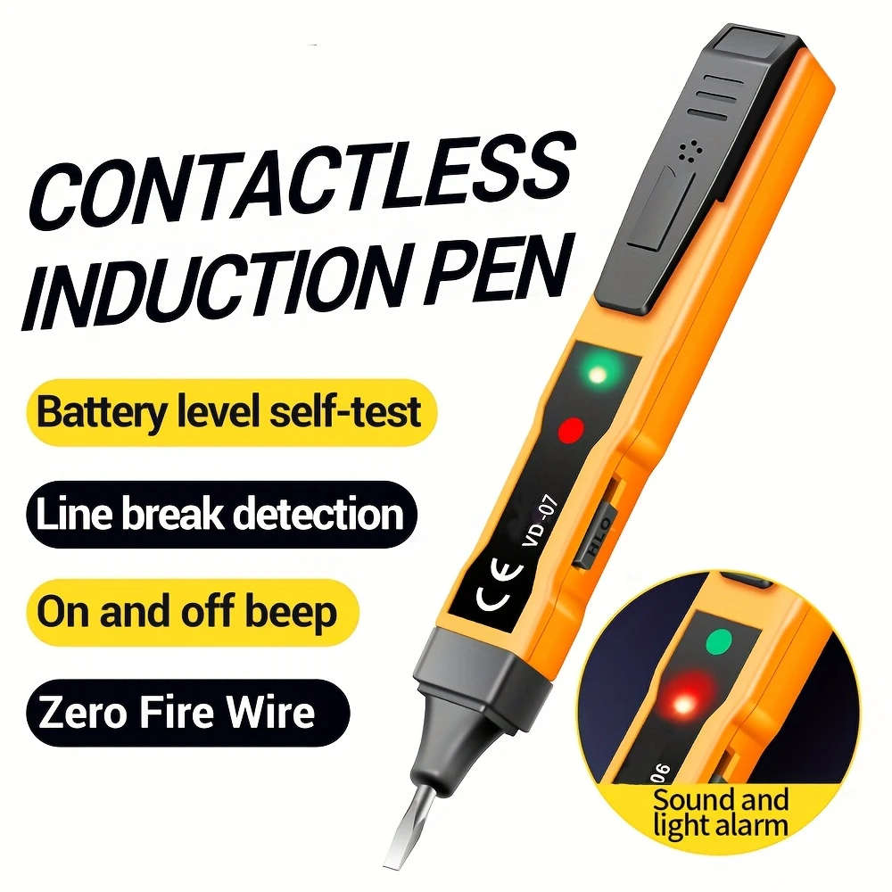 1pc Compact Non-Contact Voltage Detector Pen AC DC Induction Tester with LCD Display Sound Light