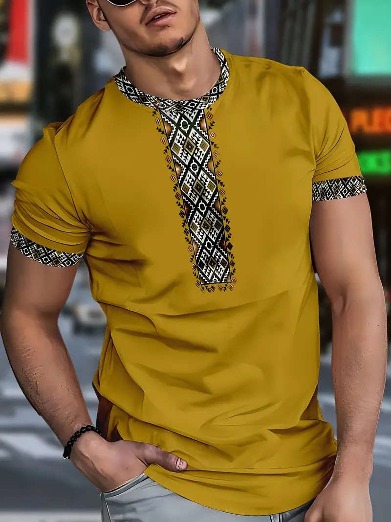 Men's Ethnic Totem T-Shirt - Soft, Breathable, Casual Crew Neck