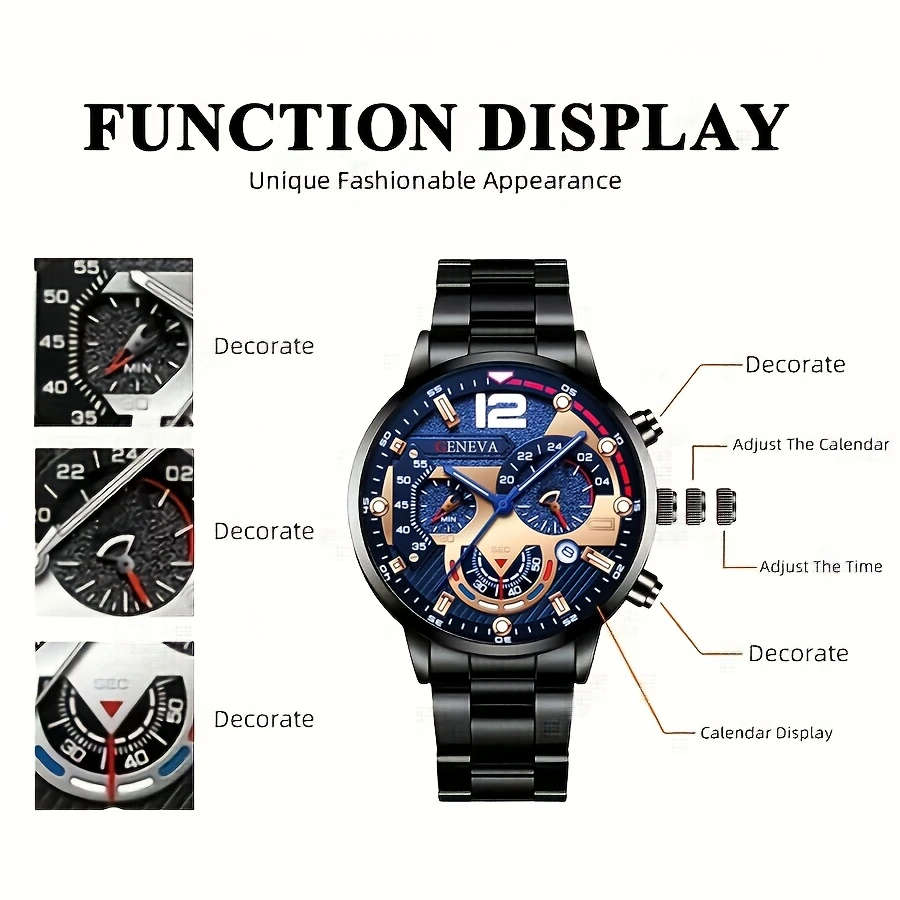 1pc Luxury Men's Quartz Watch Set Business and Casual Timepiece Suitable for School Opening Christma