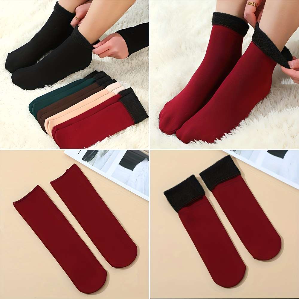 Sock Black 6 Pairs Flannel Warmth One Size