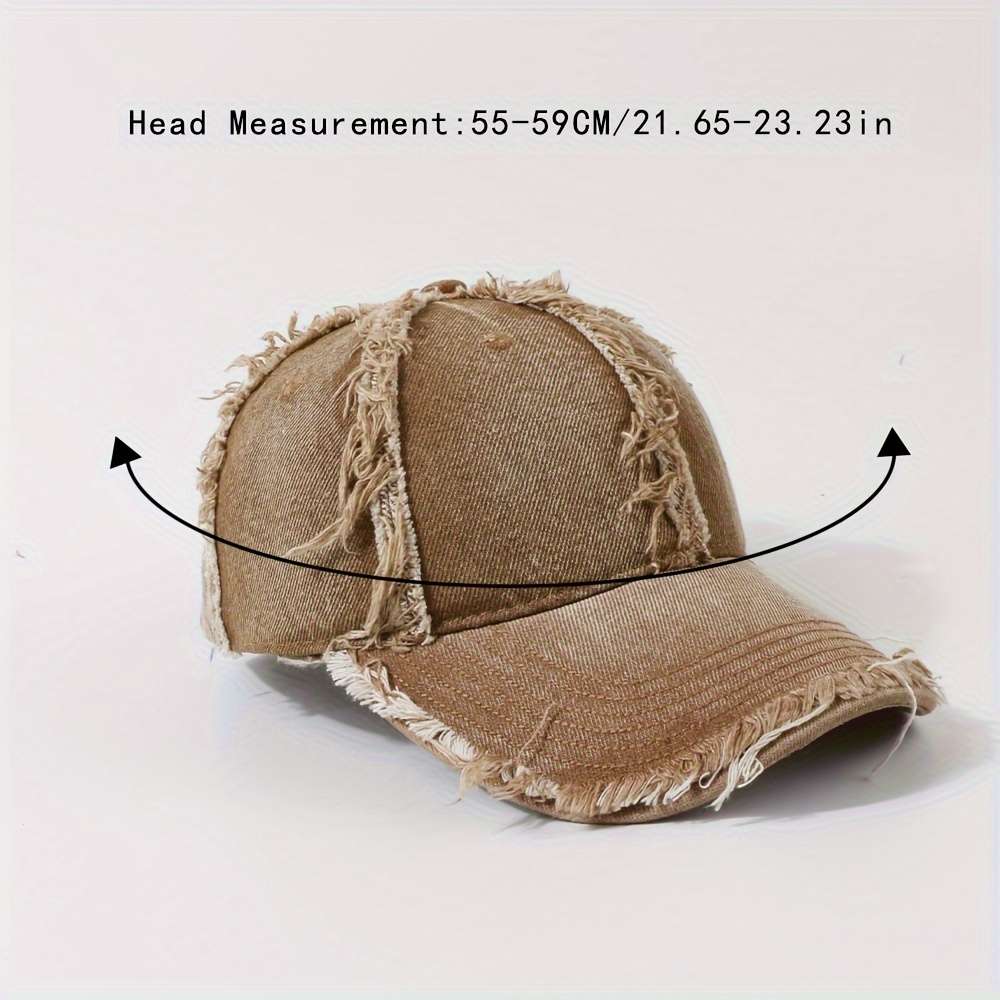 1 Trendy Two-Toned Baseball Cap with Distressed Frayed Brim Adjustable Dad Hat for Sun Protec