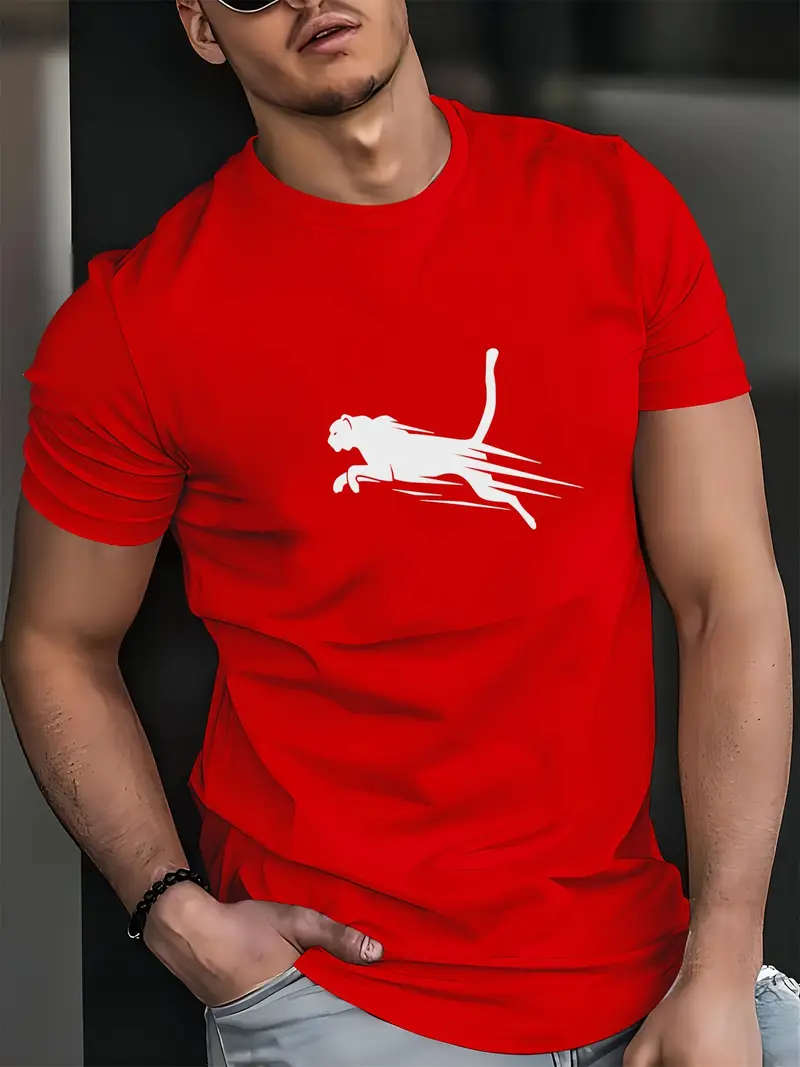 Men's Crew Neck Short Sleeve T-shirt, Casual Summer