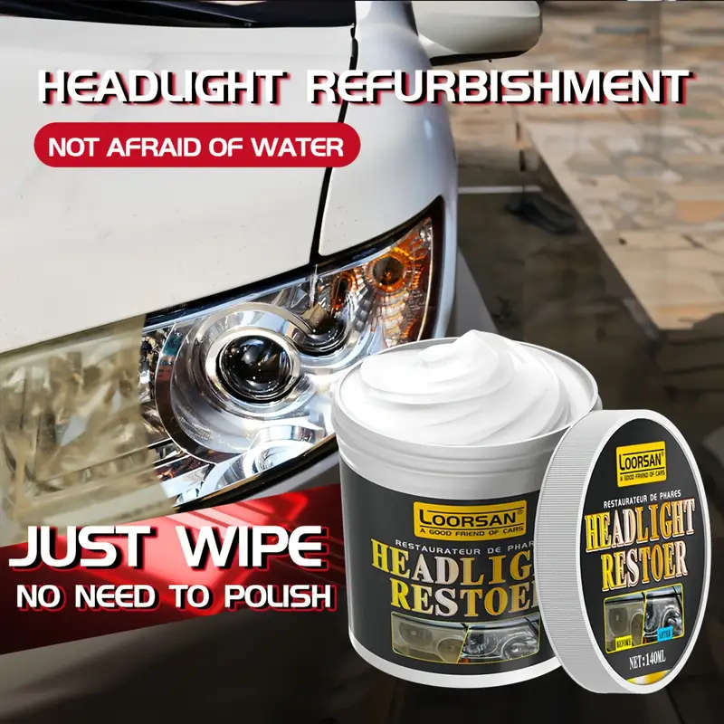 1pc 140ml Universal Headlight Restoration Kit Car Headlight Polish Paste Removes Oxidation Restores