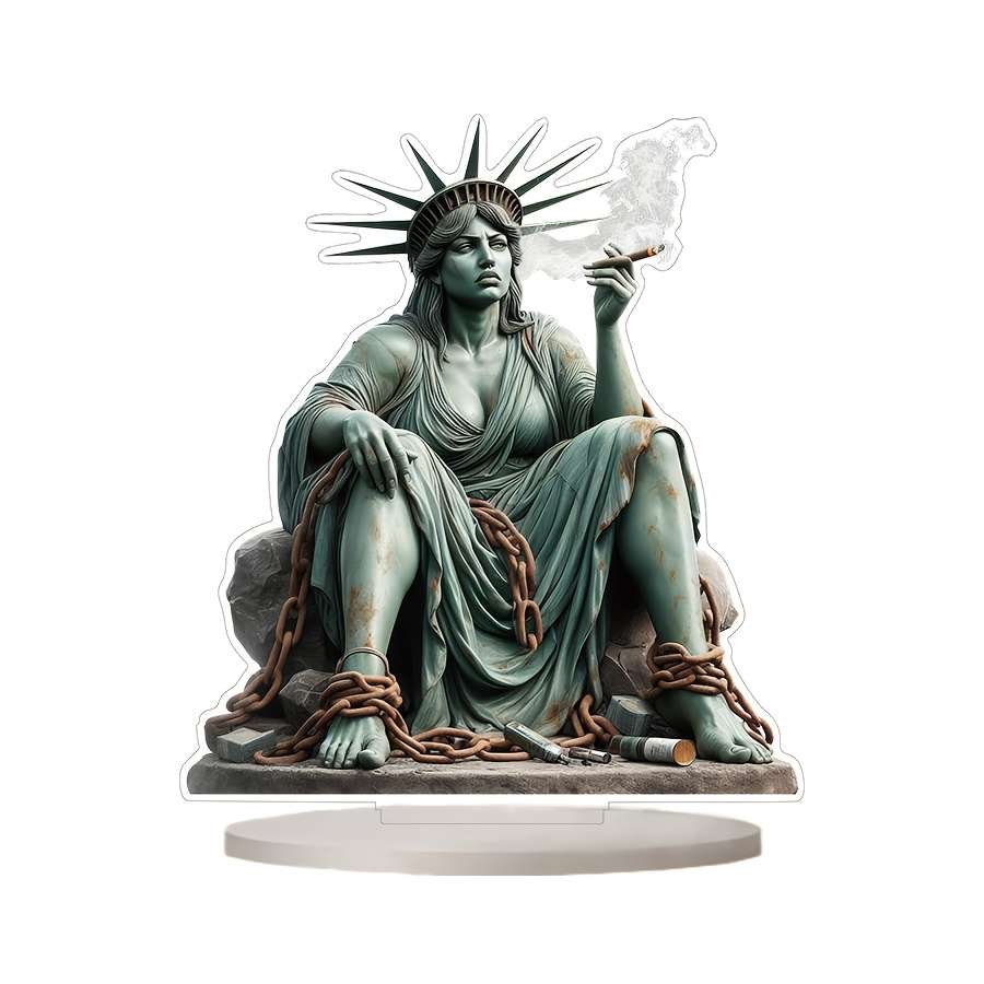1pc 2D Flat   Acrylic Figurine Statue of Liberty Smoking Home and Office Decoration  F