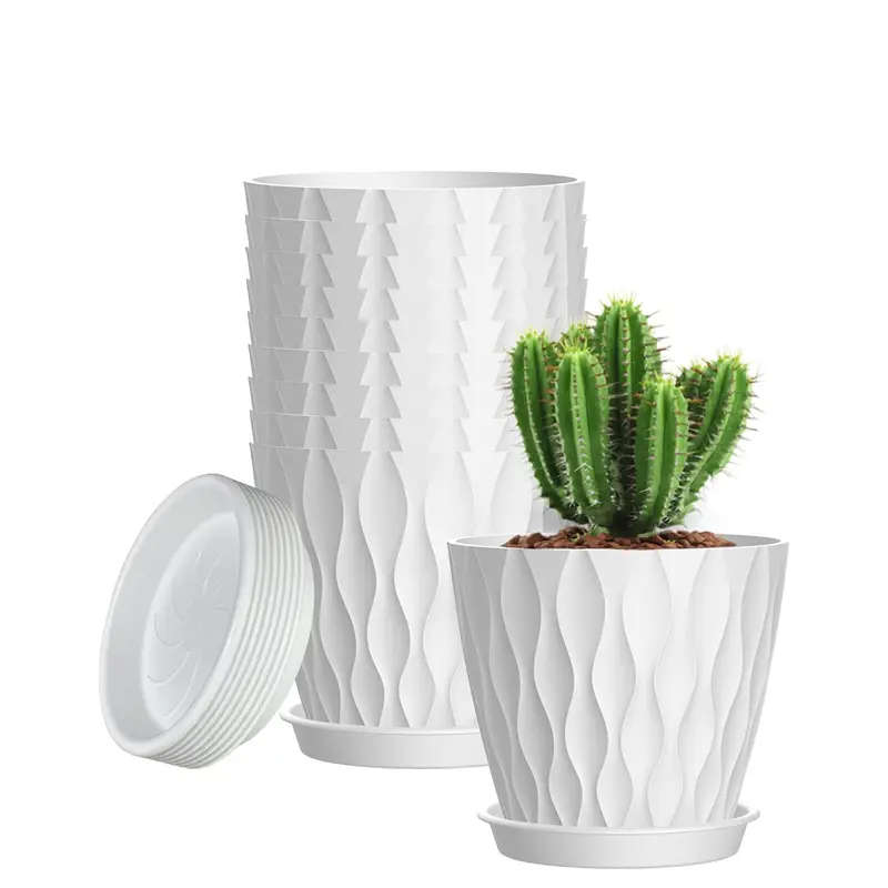 10-Pack 4-Inch Modern Mini Plastic Flower Pots Colourful