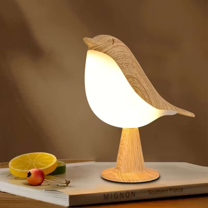 Art Deco Style Bird-Shaped Led Table Lamp mahogany