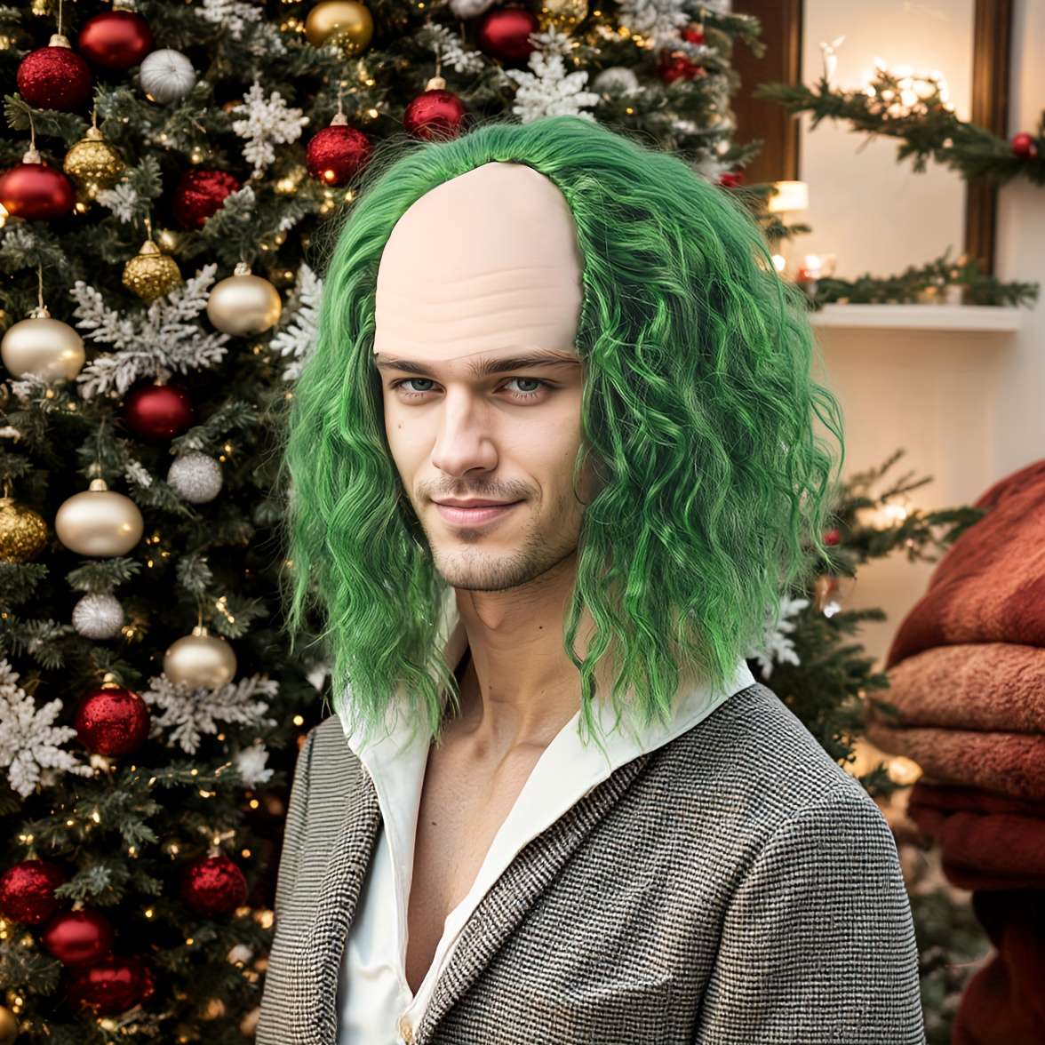 1Pc Green A Fashion Design Wig