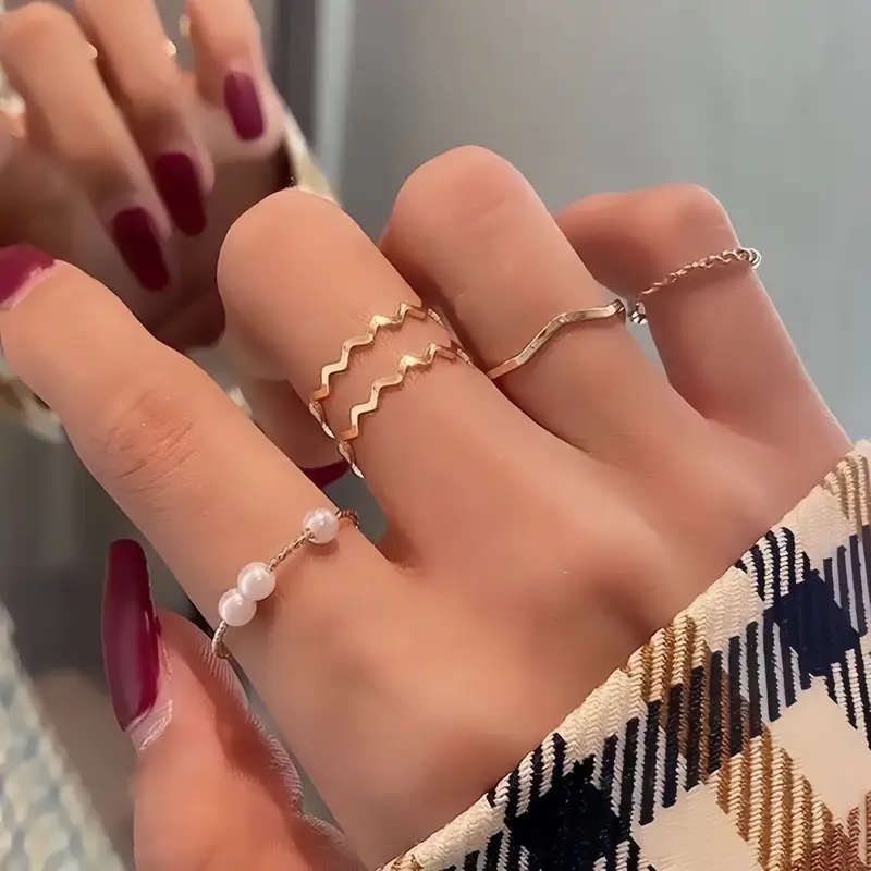 5pcs Niche Ring Trendy Simple Jewelry Set