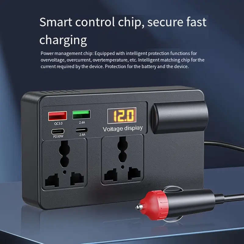 200W High-Power Car Inverter Converter - 12V/24V to 220V