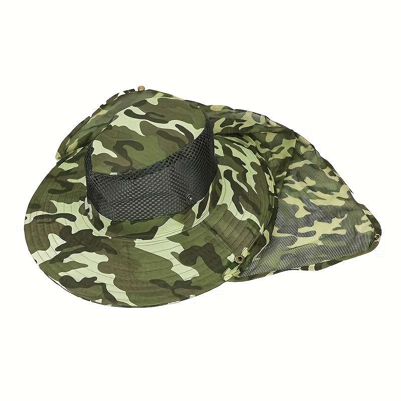 Outdoor Fishing Hat Wide Brim Sun Hat With Neck Flap UV Protection Bucket Hat For Hiking