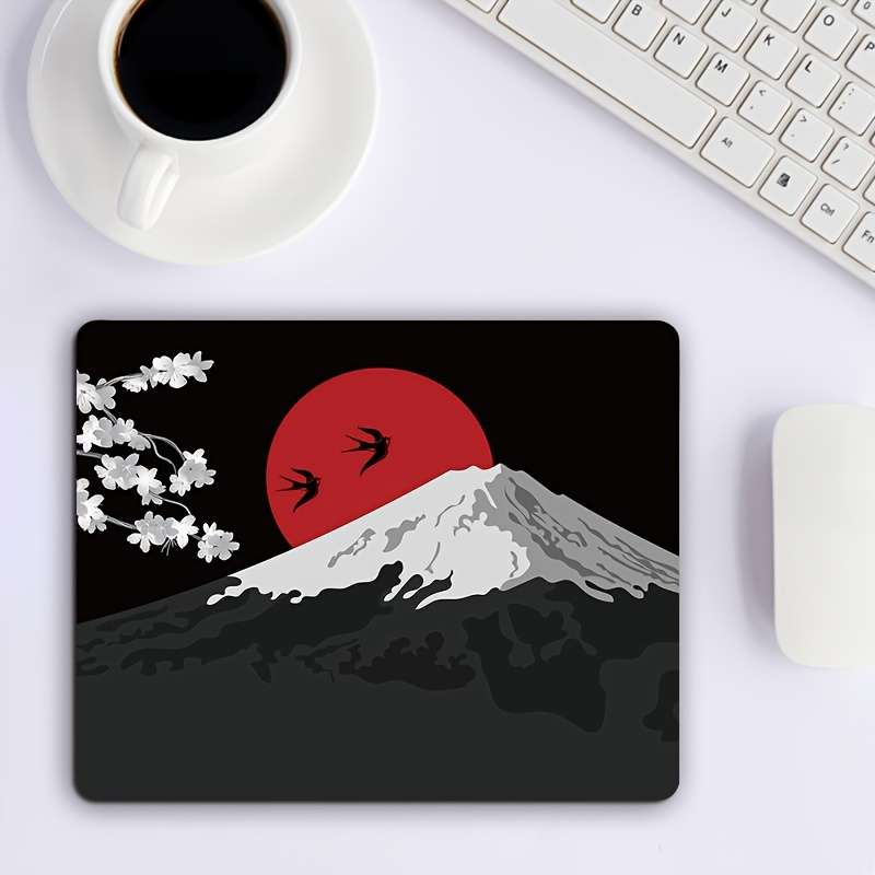7x8.6In Non-Slip Mouse Pad Japanese Cherry Blossom Sunrise Printed Mouse Pad 7x8.