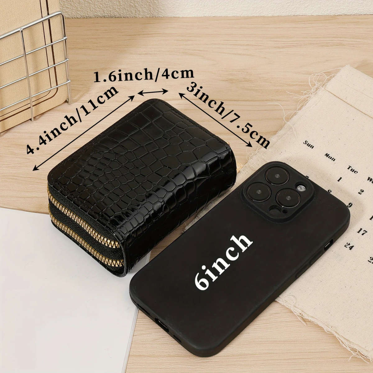 Large Capacity Double Zipper Crocodile Pattern PU Women's Credit Card Wallet