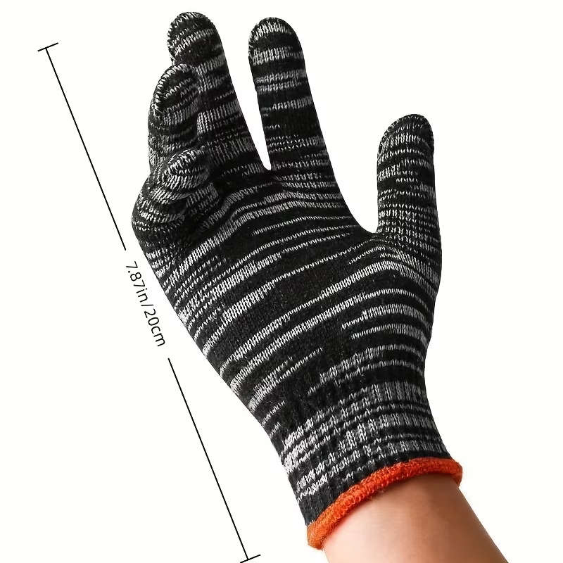 12 Pieces 6 Airs Of Black And White Striped Gloves