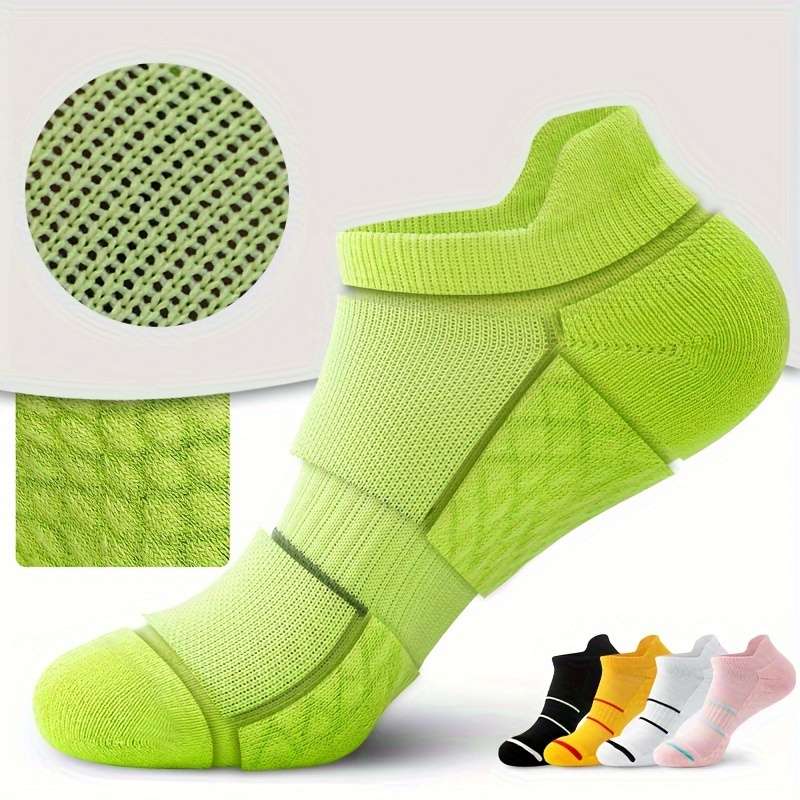 5 Pairs Pink And Mint Green And Orange And Fluorescent Green And Black High Elastic Socks