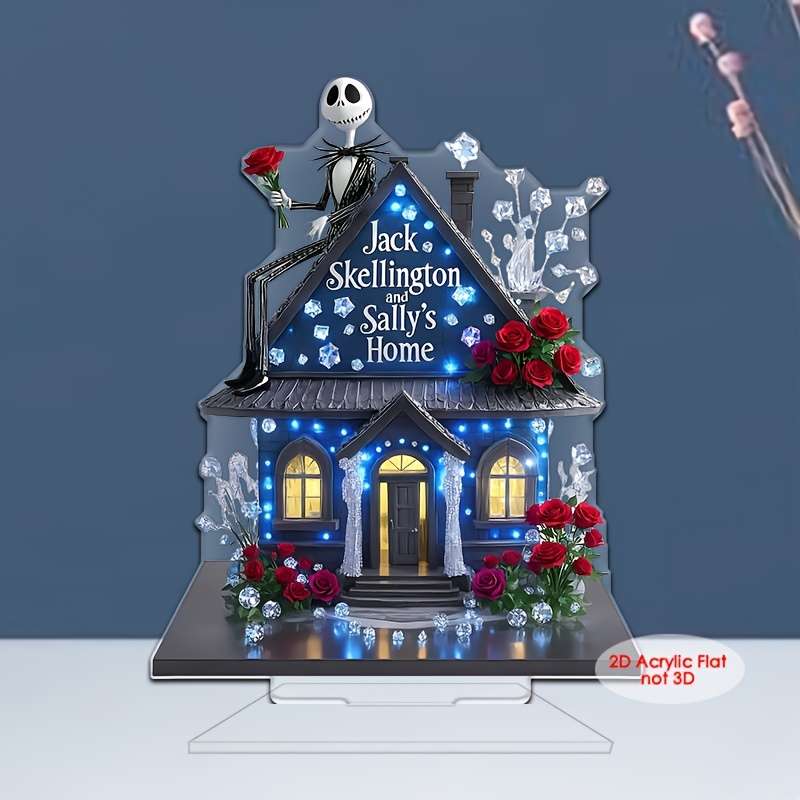 1pc 2D Flat  Acrylic Jack Skellington Sally'S Home Decor Romantic Mystical Family-Themed Table