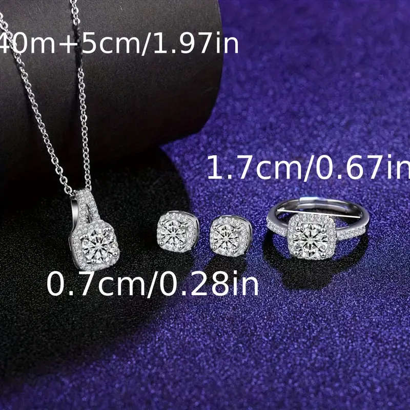 A Set Of 4 Pieces Of Necklace, Earrings, And Rings Jewelry Set