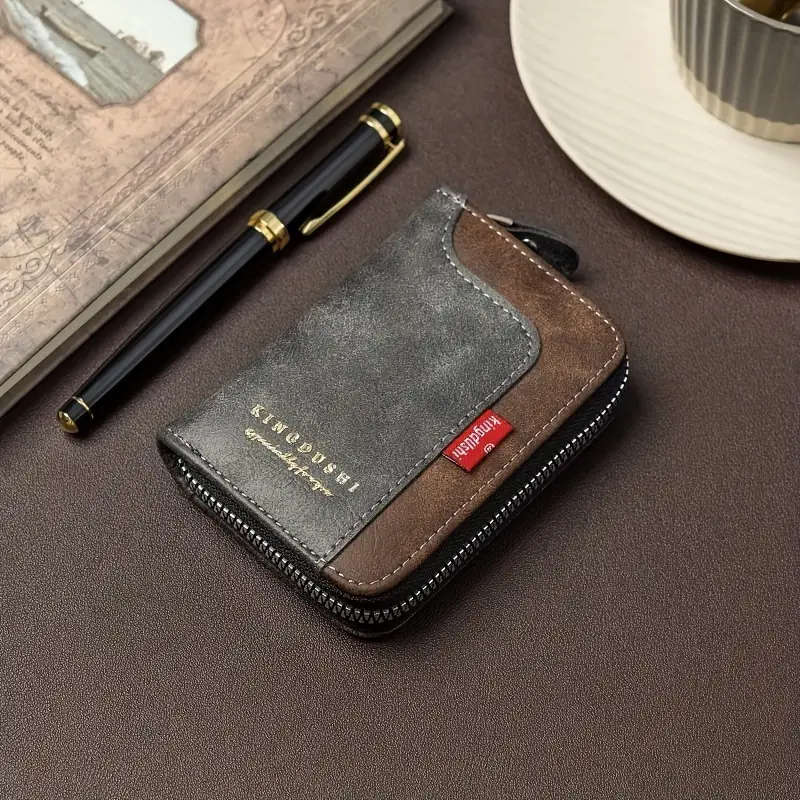 1pc Short Accordion Card Holder ID Card Bag Retro Fabric High-End Multi-Functional Large-Capacity ID