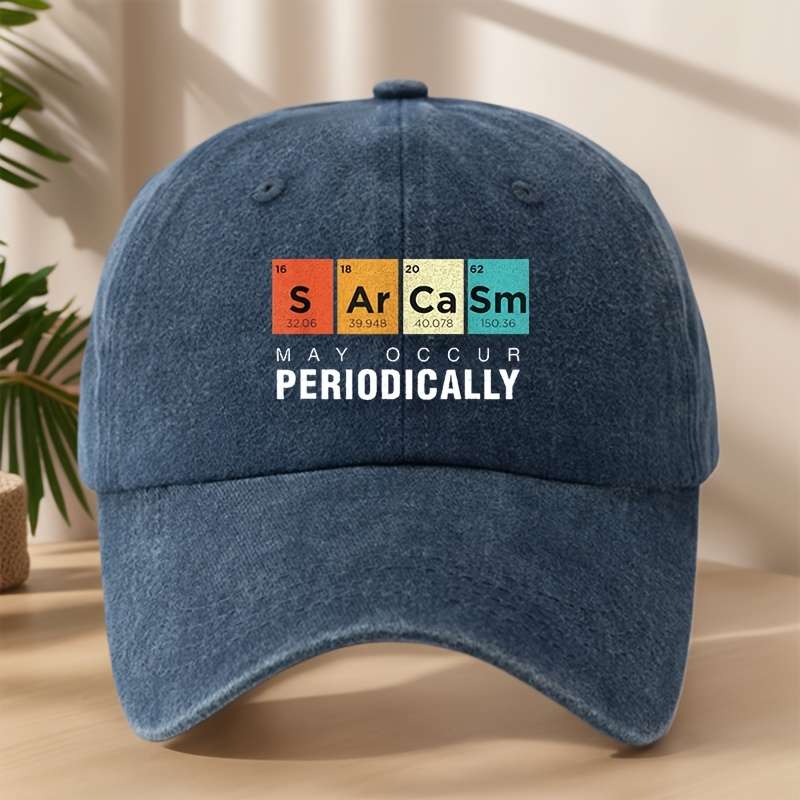 Periodically Chemistry-Themed Baseball Cap Soft Vintage Washed Style With Adjustable Snapba