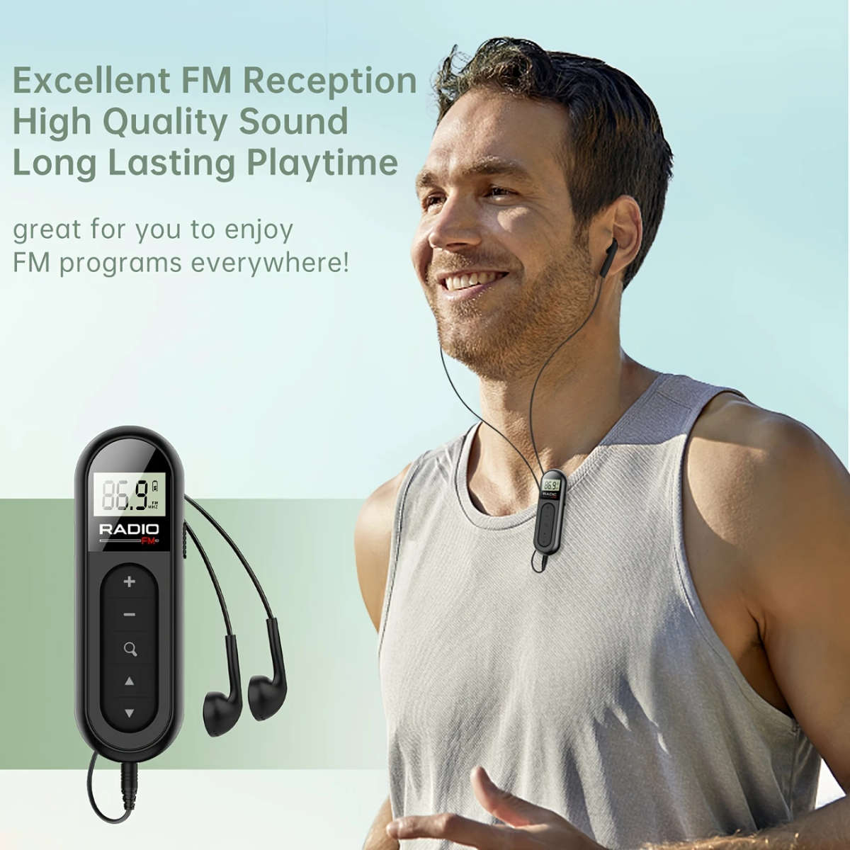 Portable Fm Radio With Clip Rechargeable Mini Size Suitable