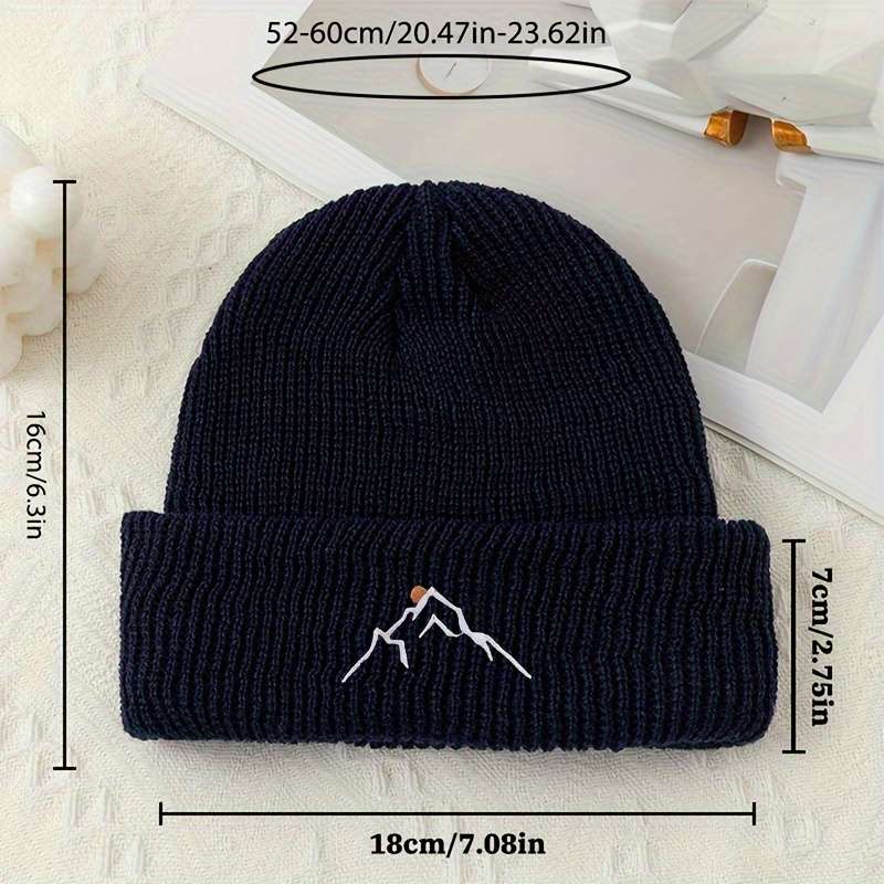 MAKEFGE Embroidered Mountain Flag Acrylic Beanie