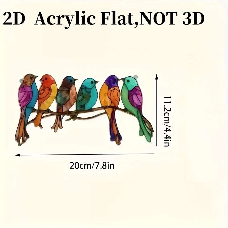 1pc 2D Flat    6 birds  acrylic sun catchers perfect for bird enthusiasts holida