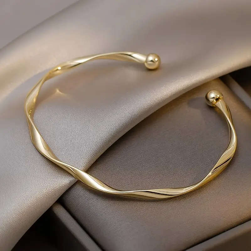 Elegant Simple Twist Open Cuff Bracelet