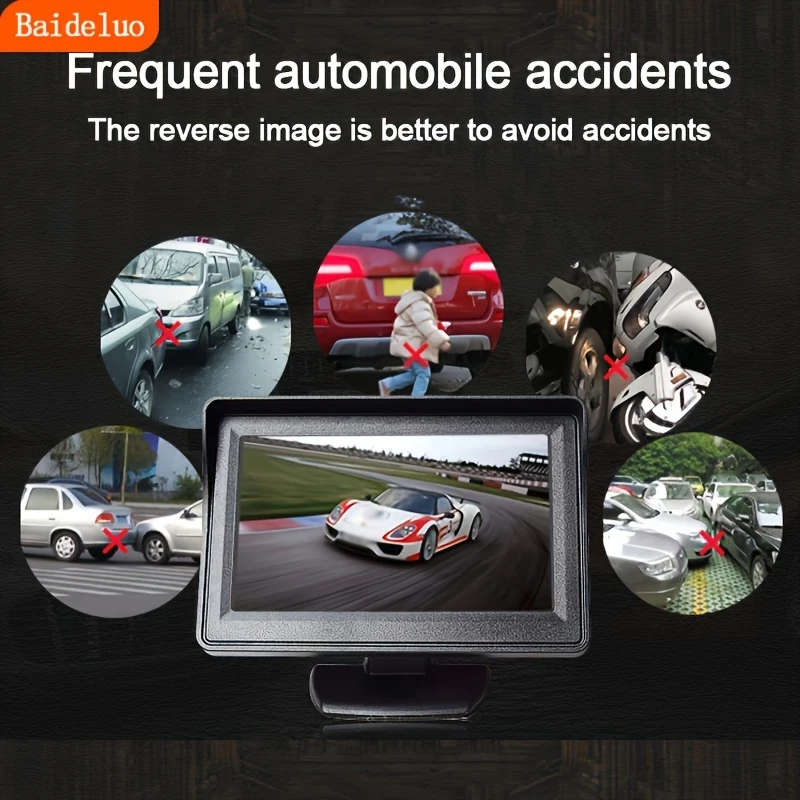 1pc Car Monitor Camera 4.3-inch Display HD Reversing Rearview Camera Car Reversing Kit for Car Picku