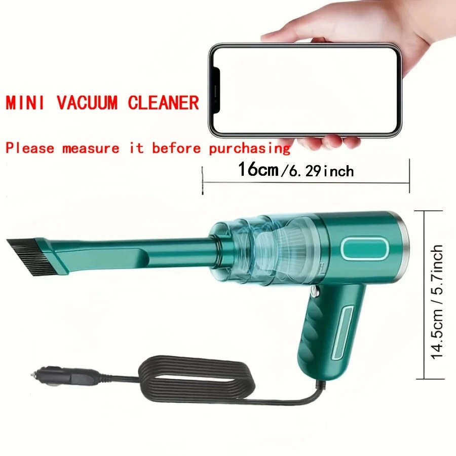 1pc Handheld 12V Car Vacuum Cleaner with Cord Compact Design for Easy Cleaning of Hard-to-Reach Area