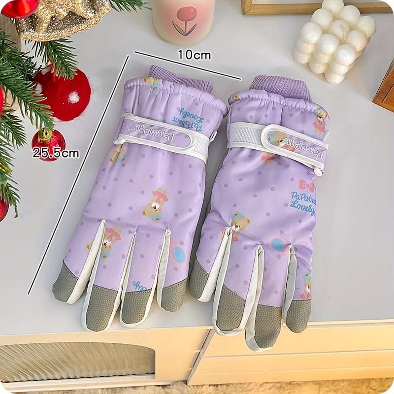 1 Pair Purple Warm Gloves