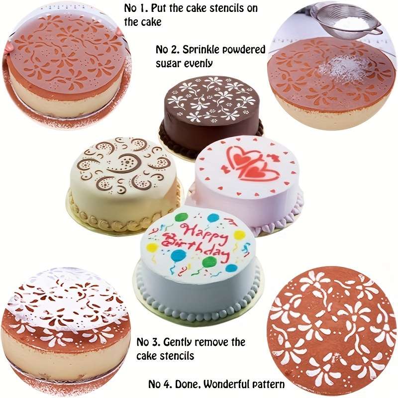 4pcs Cake Template Cake Decoration Mold Plastic Template Spray Cake Mold Side Baking Mesh Tem