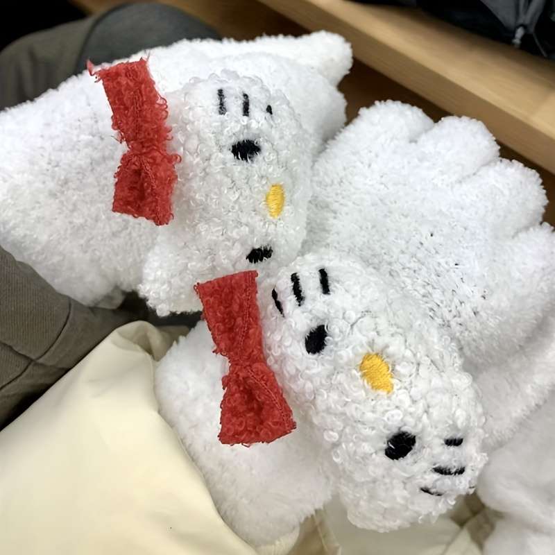 1 Pair Rose Red One Size Warm Gloves