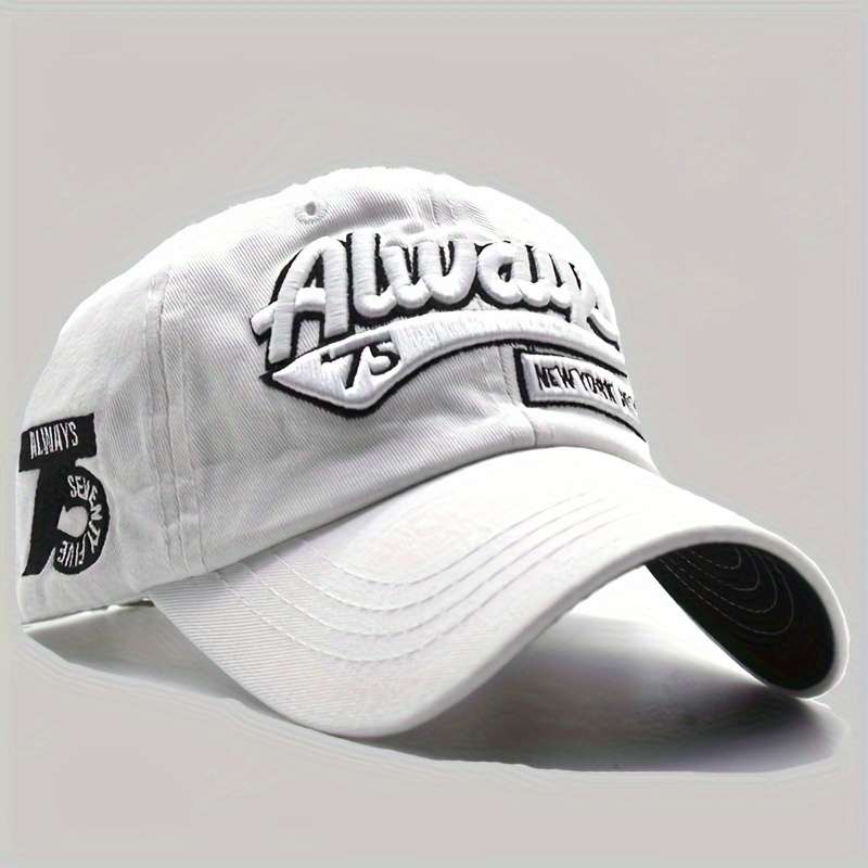 Vintage Washed Cotton Baseball Cap with Embroidered Letters ALWAYS 75 NEW YORK Adjustab