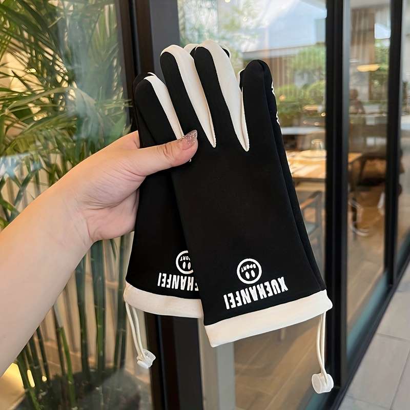 1 Pair Black Warm Gloves