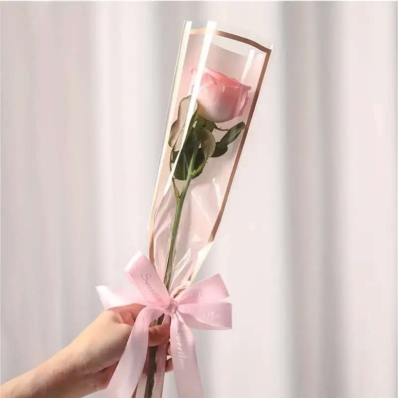 50 Transparent Rose Sleeves