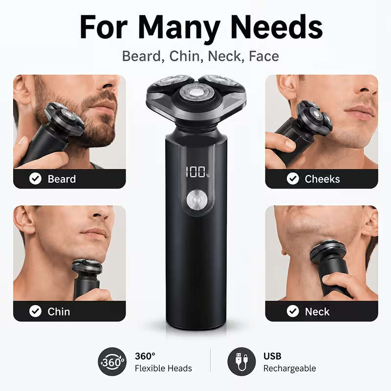 Rechargeable Wet and Dry 3Head Rotating Razor