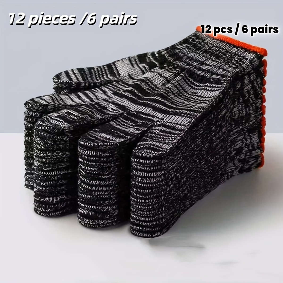 12 Pieces 6 Airs Of Black And White Striped Gloves
