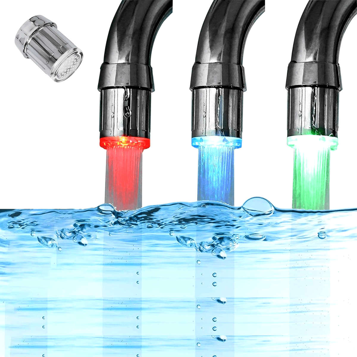 1pc Gradient LED Faucet Light Color Changing Water Stream Plastic Material Fixed LED Tap for