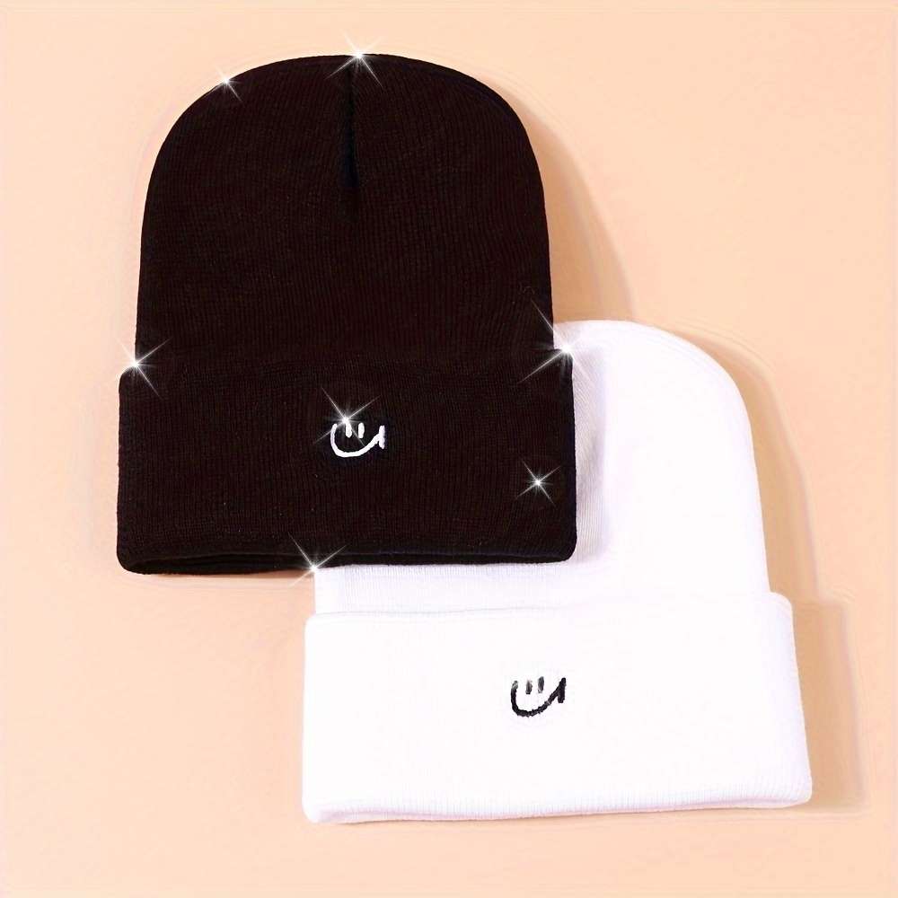 joyful Embroidered Beanie Stretchy Adjustable Knit Skull Cap
