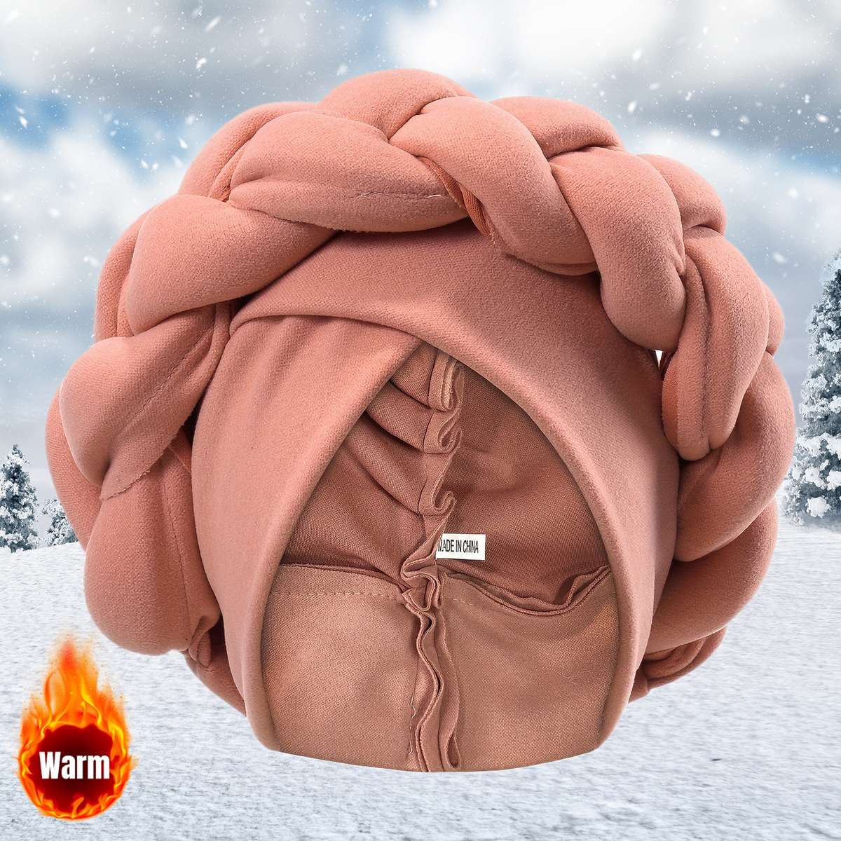 Thick Braided Urban Polyester Fiber Turban Hat Thick Braided Elastic Hand Washable Light