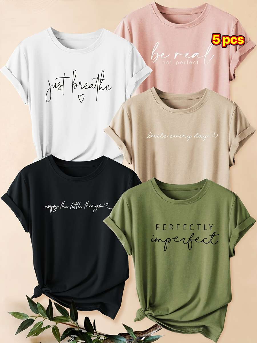 Womens T Shirt Color White Black Light Pink Army Green Sizem