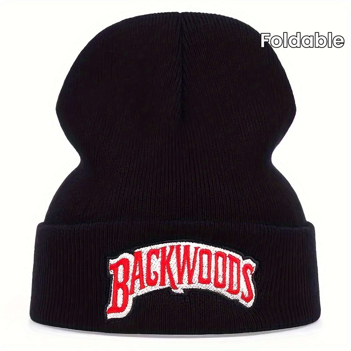 Autumn And Winter Unisex Backwoods Embroidery Hip Hop Knitted Hat Elastic Foldable Trend