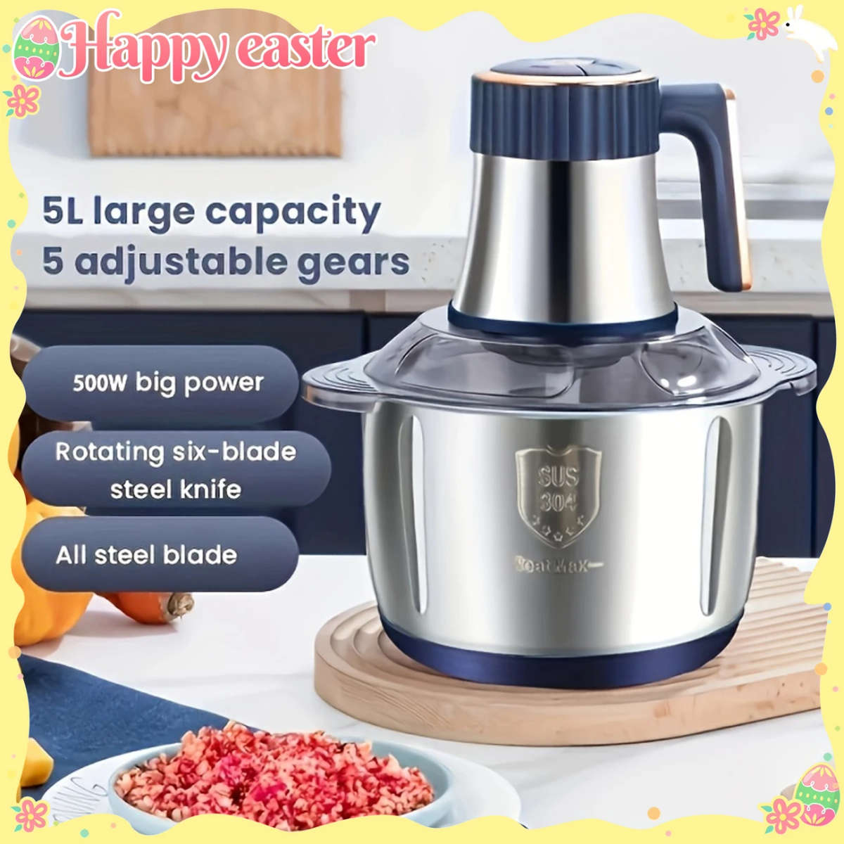 5L Multi-function Electric Chopper Food Processor