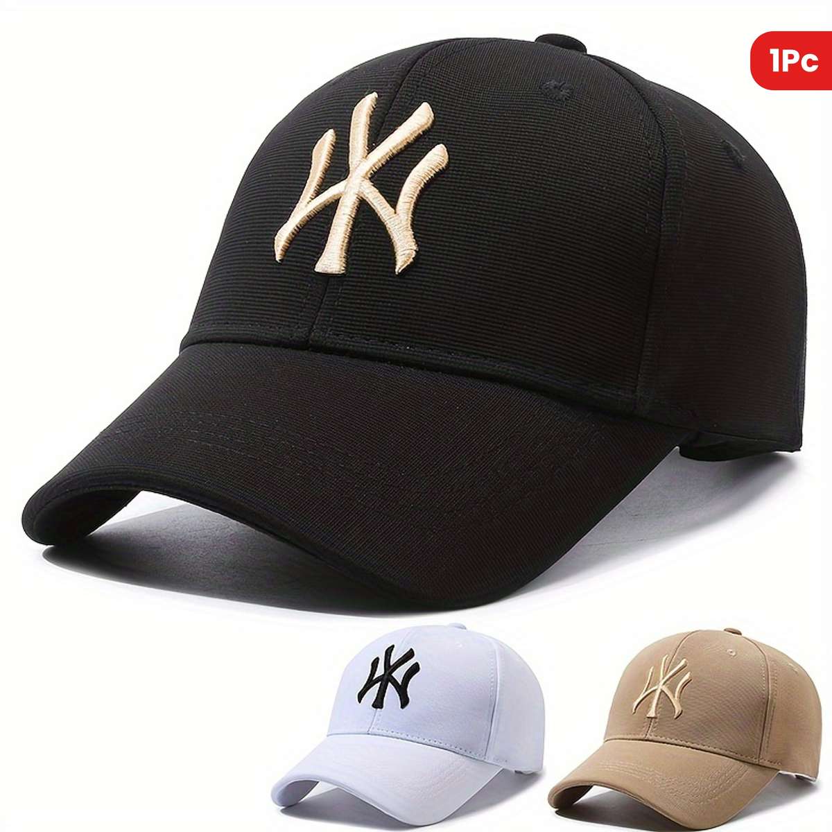 1pc Cotton Baseball Cap with Embroidered Logo Adjustable Sun Protection Hat for All Seasons H