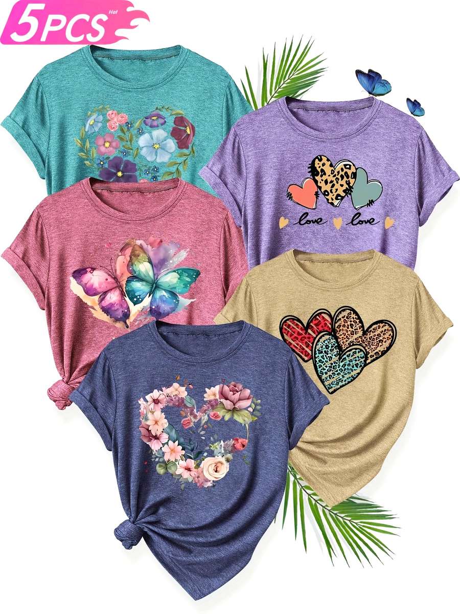 Womens T Shirt Color Peacock Blue Purple Brick Red Khaki Sizes
