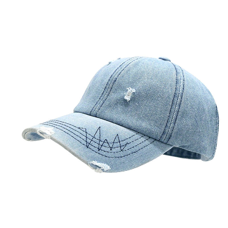 1pc Vintage Washed Denim Baseball Cap Adjustable Lightweight Polyester Sun Hat for Spring S