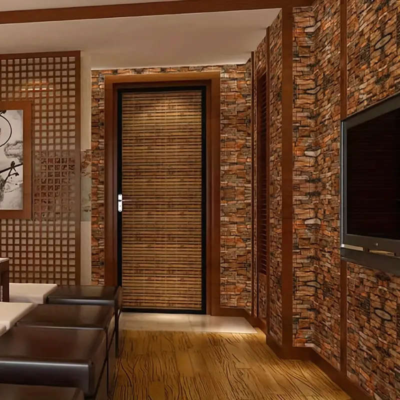 50pcs Brick Texture Self-Adhesive 3D Wall Stickers