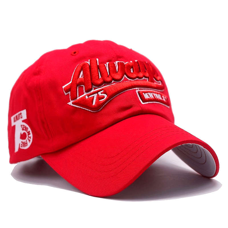 Vintage Washed Cotton Baseball Cap with Embroidered Letters ALWAYS 75 NEW YORK Adjustab