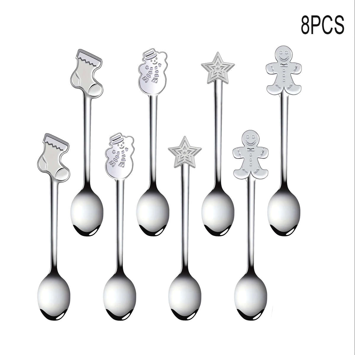 8pcs Stainless Steel Cute Mini Spoon Stirring Spoon for Tea Coffee Dessert Spoon Ice Cream